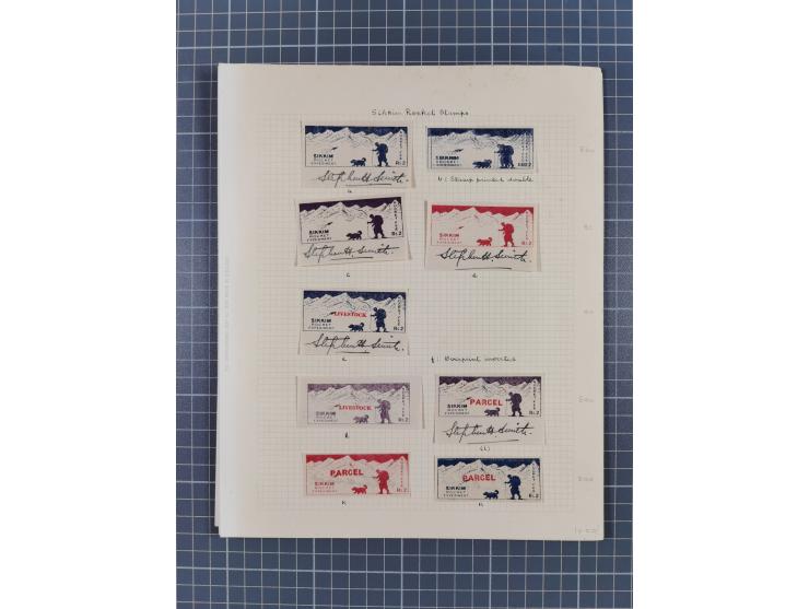 Indien: 1935/38, interessante Sammlung der Vignetten, dabei Probedrucke, Kleinbogen, Kehrdruckpaare und weitere Besonderheite