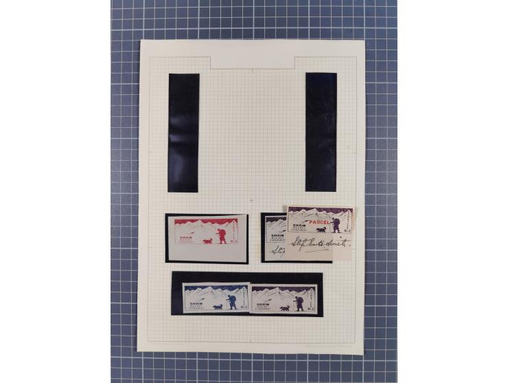 Indien: 1935/38, interessante Sammlung der Vignetten, dabei Probedrucke, Kleinbogen, Kehrdruckpaare und weitere Besonderheite