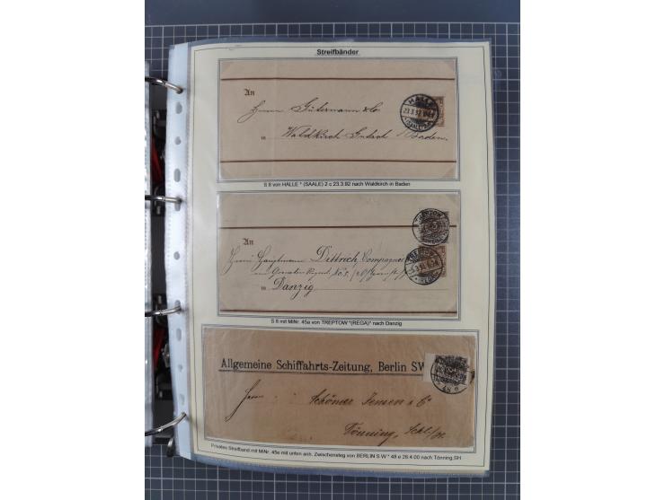 1889/1900, gestempelte Spezialsammlung “Krone/Adler”, mit Marken und über 150 Briefen, Karten und Formularen, dabei u.a. lose