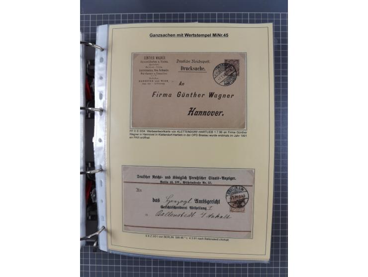 1889/1900, gestempelte Spezialsammlung “Krone/Adler”, mit Marken und über 150 Briefen, Karten und Formularen, dabei u.a. lose