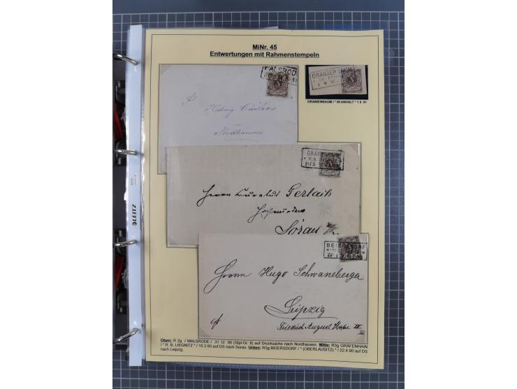 1889/1900, gestempelte Spezialsammlung “Krone/Adler”, mit Marken und über 150 Briefen, Karten und Formularen, dabei u.a. lose