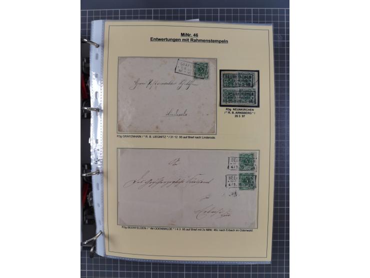 1889/1900, gestempelte Spezialsammlung “Krone/Adler”, mit Marken und über 150 Briefen, Karten und Formularen, dabei u.a. lose