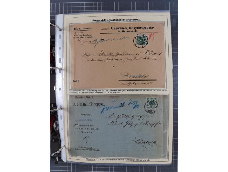 1889/1900, gestempelte Spezialsammlung “Krone/Adler”, mit Marken und über 150 Briefen, Karten und Formularen, dabei u.a. lose