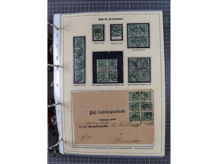 1889/1900, gestempelte Spezialsammlung “Krone/Adler”, mit Marken und über 150 Briefen, Karten und Formularen, dabei u.a. lose