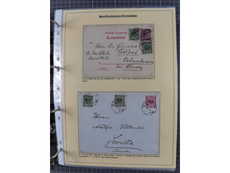 1889/1900, gestempelte Spezialsammlung “Krone/Adler”, mit Marken und über 150 Briefen, Karten und Formularen, dabei u.a. lose