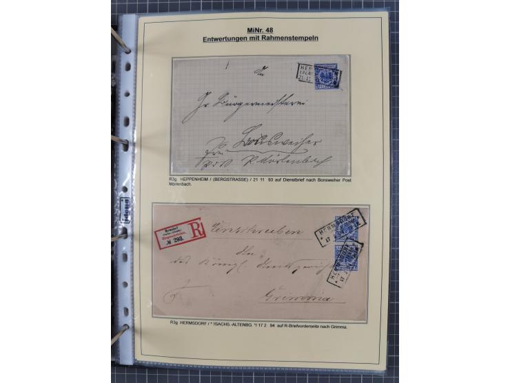 1889/1900, gestempelte Spezialsammlung “Krone/Adler”, mit Marken und über 150 Briefen, Karten und Formularen, dabei u.a. lose