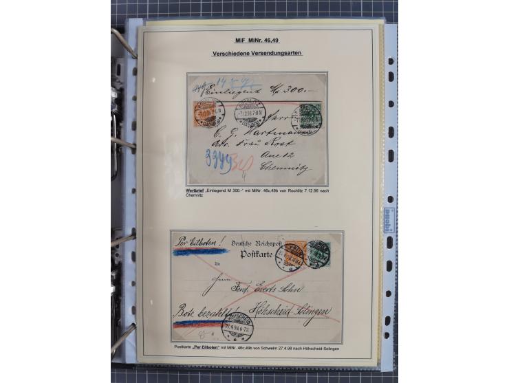 1889/1900, gestempelte Spezialsammlung “Krone/Adler”, mit Marken und über 150 Briefen, Karten und Formularen, dabei u.a. lose