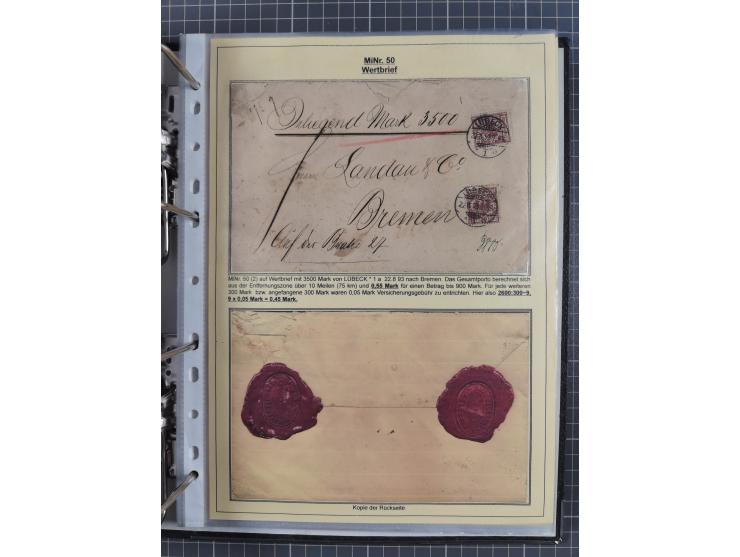 1889/1900, gestempelte Spezialsammlung “Krone/Adler”, mit Marken und über 150 Briefen, Karten und Formularen, dabei u.a. lose