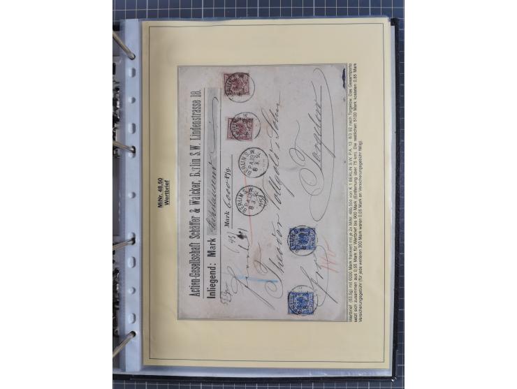 1889/1900, gestempelte Spezialsammlung “Krone/Adler”, mit Marken und über 150 Briefen, Karten und Formularen, dabei u.a. lose