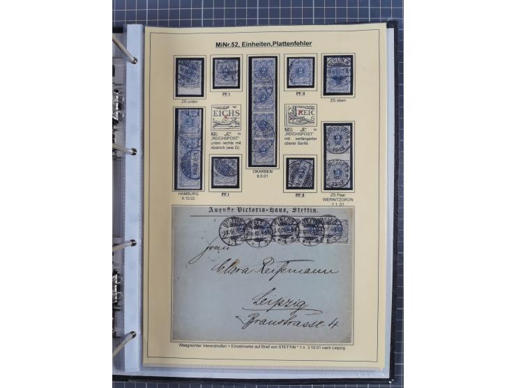 1889/1900, gestempelte Spezialsammlung “Krone/Adler”, mit Marken und über 150 Briefen, Karten und Formularen, dabei u.a. lose