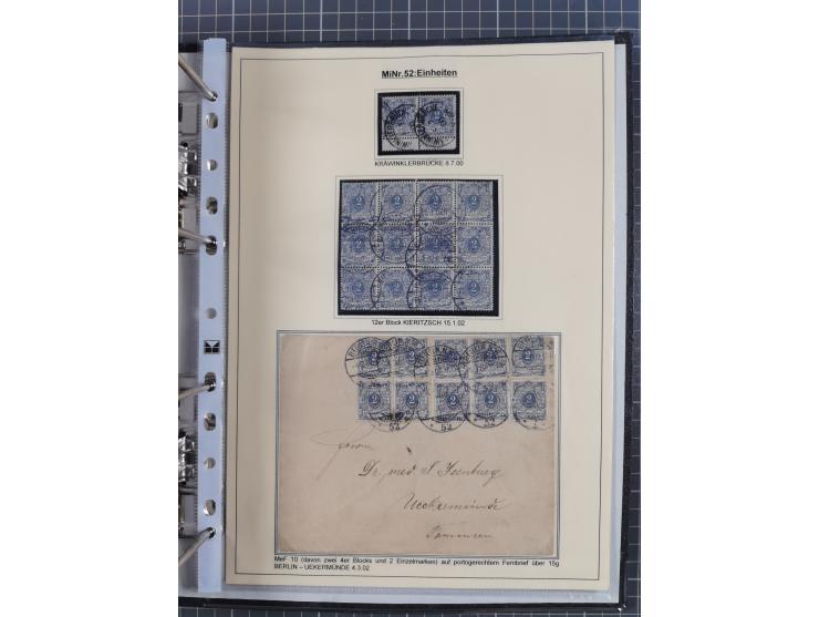 1889/1900, gestempelte Spezialsammlung “Krone/Adler”, mit Marken und über 150 Briefen, Karten und Formularen, dabei u.a. lose