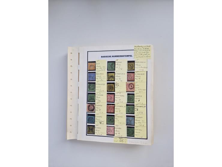BADEN BIS WÜRTTEMBERG, Stempelsammlung auf einigen tausend Marken und Briefstücken und ein paar Dutzend Belegen, dabei auch N