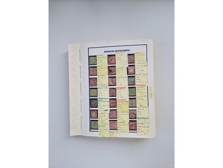 BADEN BIS WÜRTTEMBERG, Stempelsammlung auf einigen tausend Marken und Briefstücken und ein paar Dutzend Belegen, dabei auch N