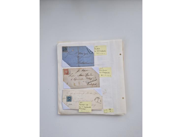 BADEN BIS WÜRTTEMBERG, Stempelsammlung auf einigen tausend Marken und Briefstücken und ein paar Dutzend Belegen, dabei auch N