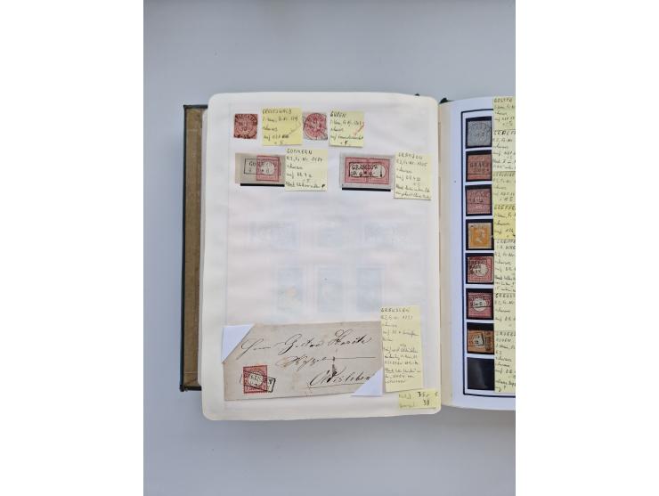 BADEN BIS WÜRTTEMBERG, Stempelsammlung auf einigen tausend Marken und Briefstücken und ein paar Dutzend Belegen, dabei auch N