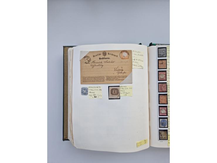 BADEN BIS WÜRTTEMBERG, Stempelsammlung auf einigen tausend Marken und Briefstücken und ein paar Dutzend Belegen, dabei auch N