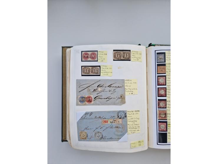 BADEN BIS WÜRTTEMBERG, Stempelsammlung auf einigen tausend Marken und Briefstücken und ein paar Dutzend Belegen, dabei auch N