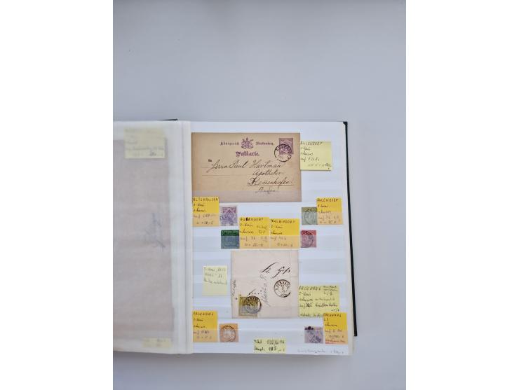 BADEN BIS WÜRTTEMBERG, Stempelsammlung auf einigen tausend Marken und Briefstücken und ein paar Dutzend Belegen, dabei auch N