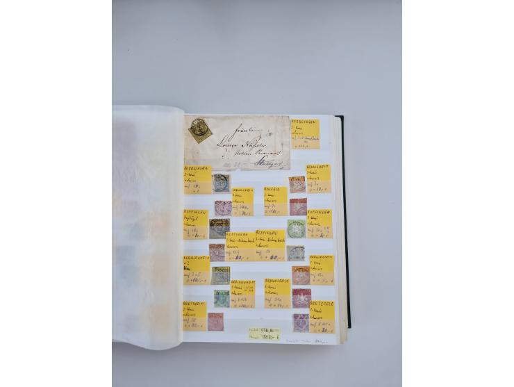BADEN BIS WÜRTTEMBERG, Stempelsammlung auf einigen tausend Marken und Briefstücken und ein paar Dutzend Belegen, dabei auch N