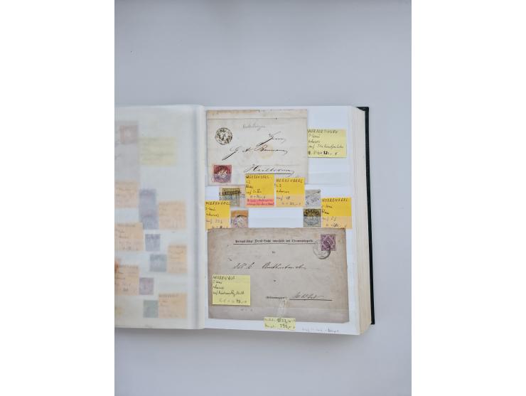 BADEN BIS WÜRTTEMBERG, Stempelsammlung auf einigen tausend Marken und Briefstücken und ein paar Dutzend Belegen, dabei auch N