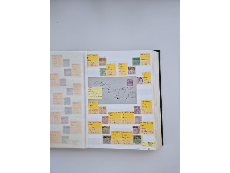 BADEN BIS WÜRTTEMBERG, Stempelsammlung auf einigen tausend Marken und Briefstücken und ein paar Dutzend Belegen, dabei auch N