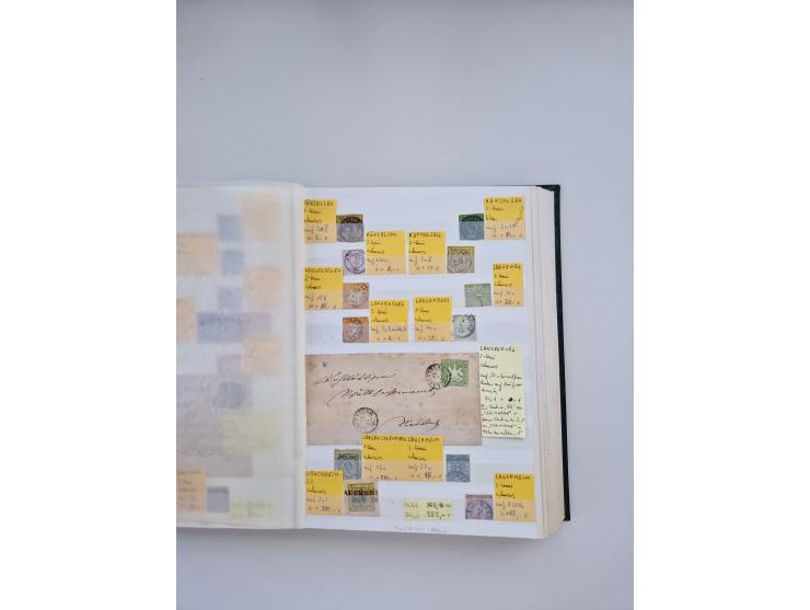 BADEN BIS WÜRTTEMBERG, Stempelsammlung auf einigen tausend Marken und Briefstücken und ein paar Dutzend Belegen, dabei auch N