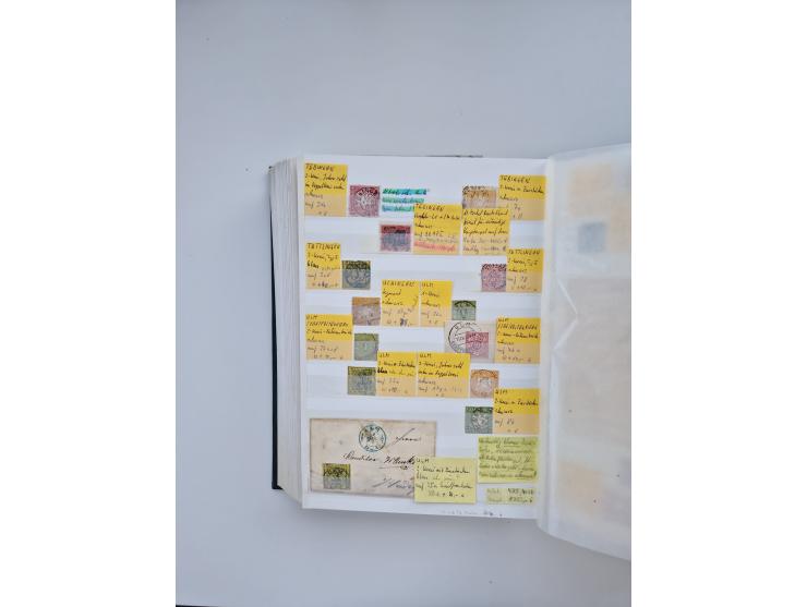 BADEN BIS WÜRTTEMBERG, Stempelsammlung auf einigen tausend Marken und Briefstücken und ein paar Dutzend Belegen, dabei auch N