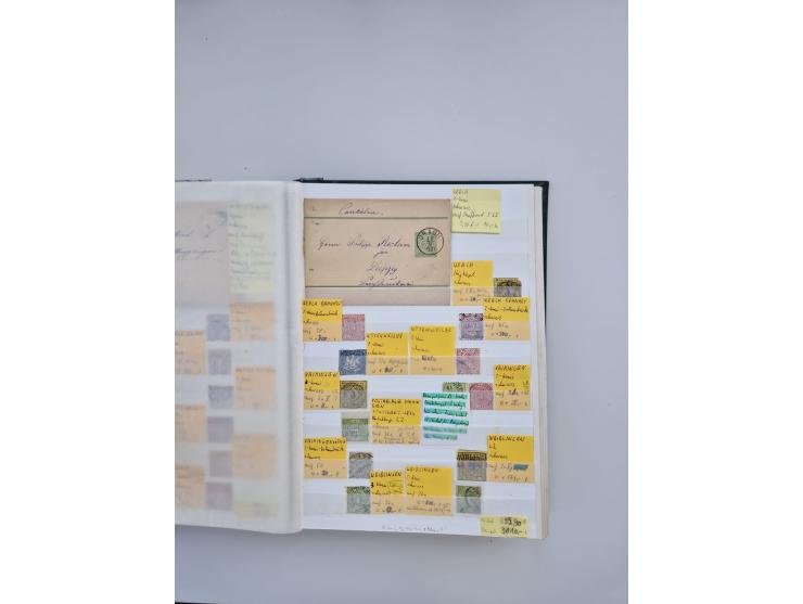 BADEN BIS WÜRTTEMBERG, Stempelsammlung auf einigen tausend Marken und Briefstücken und ein paar Dutzend Belegen, dabei auch N