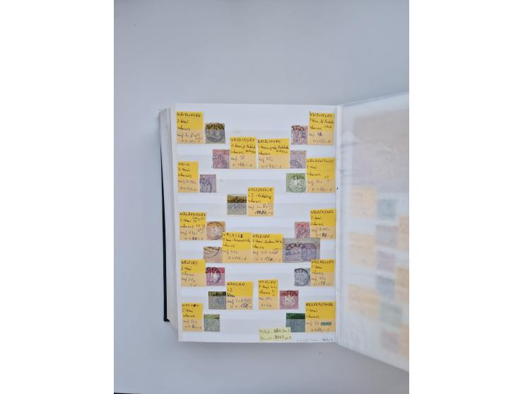 BADEN BIS WÜRTTEMBERG, Stempelsammlung auf einigen tausend Marken und Briefstücken und ein paar Dutzend Belegen, dabei auch N