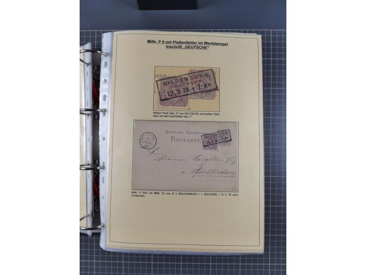 1875/89, gestempelte Spezialsammlung “Pfennig/-e” mit etwas über 130 Briefen und Karten, ab Brustschilde in Pfennigwährung ve