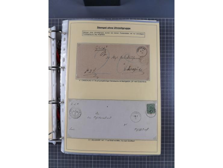 1875/89, gestempelte Spezialsammlung “Pfennig/-e” mit etwas über 130 Briefen und Karten, ab Brustschilde in Pfennigwährung ve