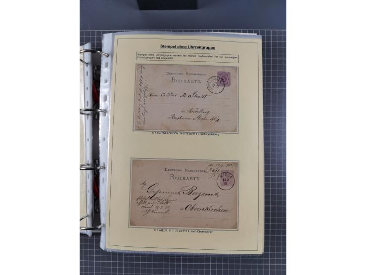 1875/89, gestempelte Spezialsammlung “Pfennig/-e” mit etwas über 130 Briefen und Karten, ab Brustschilde in Pfennigwährung ve