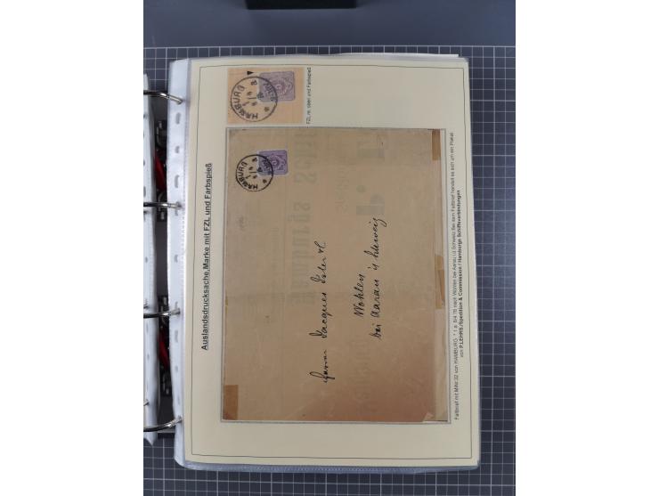 1875/89, gestempelte Spezialsammlung “Pfennig/-e” mit etwas über 130 Briefen und Karten, ab Brustschilde in Pfennigwährung ve