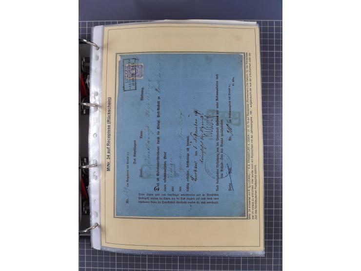 1875/89, gestempelte Spezialsammlung “Pfennig/-e” mit etwas über 130 Briefen und Karten, ab Brustschilde in Pfennigwährung ve