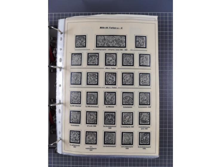 1875/89, gestempelte Spezialsammlung “Pfennig/-e” mit etwas über 130 Briefen und Karten, ab Brustschilde in Pfennigwährung ve