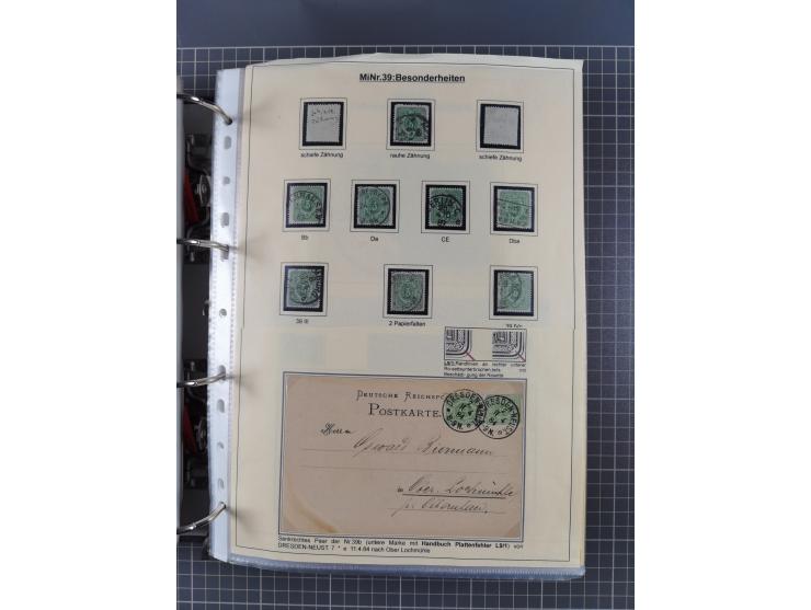 1875/89, gestempelte Spezialsammlung “Pfennig/-e” mit etwas über 130 Briefen und Karten, ab Brustschilde in Pfennigwährung ve