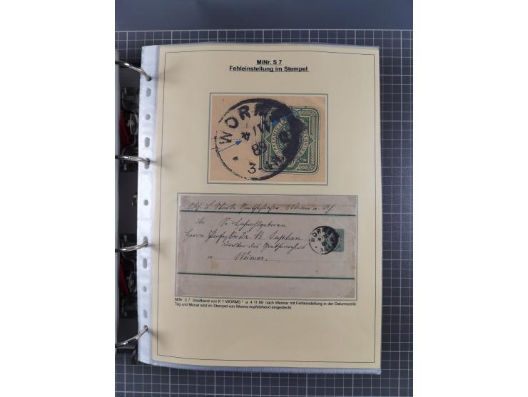 1875/89, gestempelte Spezialsammlung “Pfennig/-e” mit etwas über 130 Briefen und Karten, ab Brustschilde in Pfennigwährung ve