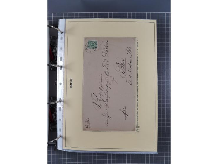 1875/89, gestempelte Spezialsammlung “Pfennig/-e” mit etwas über 130 Briefen und Karten, ab Brustschilde in Pfennigwährung ve