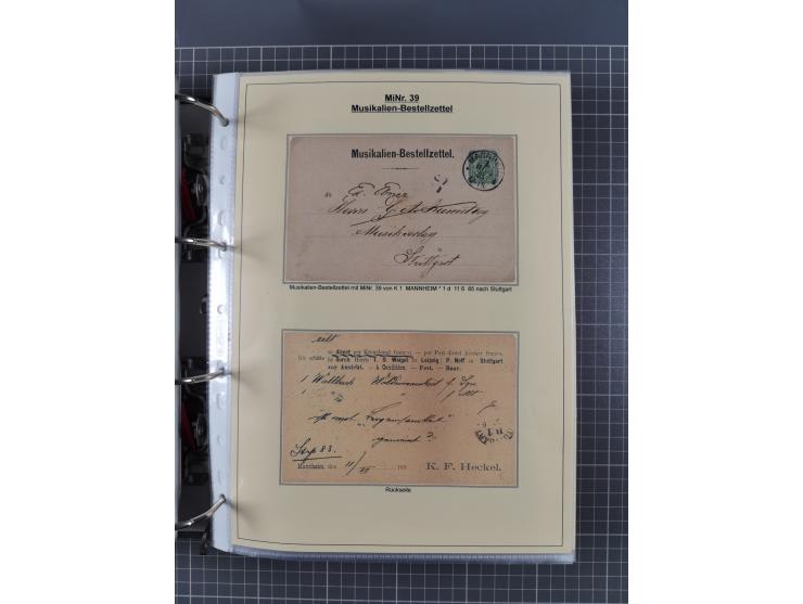 1875/89, gestempelte Spezialsammlung “Pfennig/-e” mit etwas über 130 Briefen und Karten, ab Brustschilde in Pfennigwährung ve