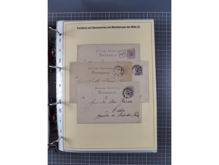 1875/89, gestempelte Spezialsammlung “Pfennig/-e” mit etwas über 130 Briefen und Karten, ab Brustschilde in Pfennigwährung ve