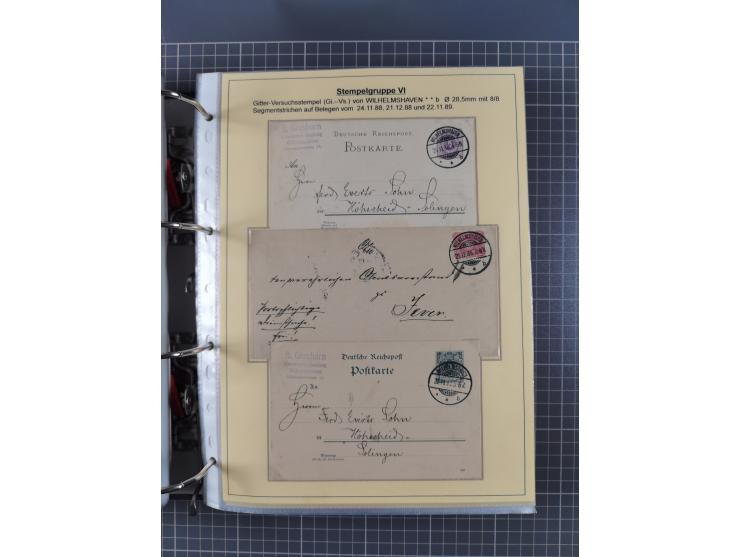 1875/89, gestempelte Spezialsammlung “Pfennig/-e” mit etwas über 130 Briefen und Karten, ab Brustschilde in Pfennigwährung ve