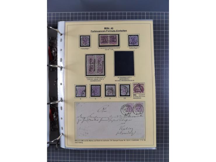 1875/89, gestempelte Spezialsammlung “Pfennig/-e” mit etwas über 130 Briefen und Karten, ab Brustschilde in Pfennigwährung ve