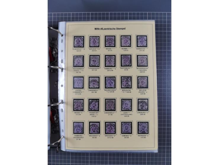 1875/89, gestempelte Spezialsammlung “Pfennig/-e” mit etwas über 130 Briefen und Karten, ab Brustschilde in Pfennigwährung ve