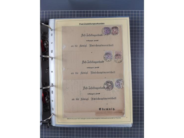 1875/89, gestempelte Spezialsammlung “Pfennig/-e” mit etwas über 130 Briefen und Karten, ab Brustschilde in Pfennigwährung ve