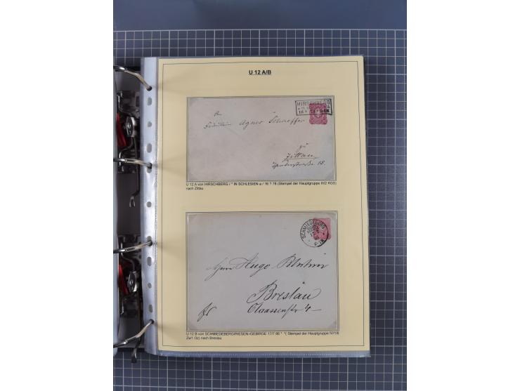 1875/89, gestempelte Spezialsammlung “Pfennig/-e” mit etwas über 130 Briefen und Karten, ab Brustschilde in Pfennigwährung ve