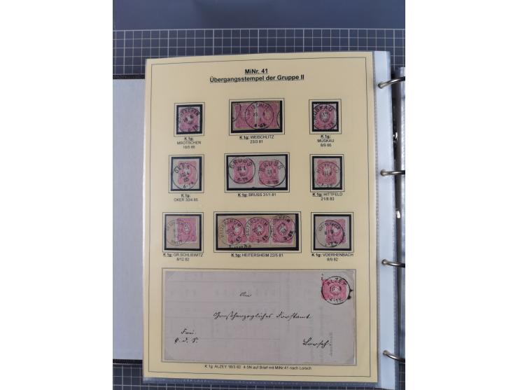 1875/89, gestempelte Spezialsammlung “Pfennig/-e” mit etwas über 130 Briefen und Karten, ab Brustschilde in Pfennigwährung ve