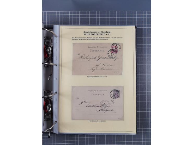 1875/89, gestempelte Spezialsammlung “Pfennig/-e” mit etwas über 130 Briefen und Karten, ab Brustschilde in Pfennigwährung ve