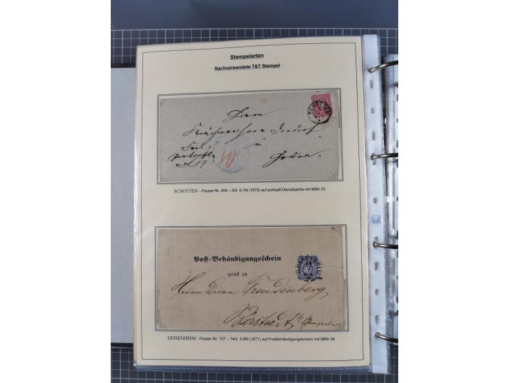 1875/89, gestempelte Spezialsammlung “Pfennig/-e” mit etwas über 130 Briefen und Karten, ab Brustschilde in Pfennigwährung ve