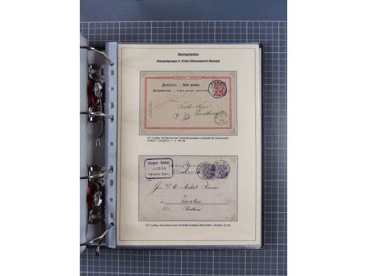 1875/89, gestempelte Spezialsammlung “Pfennig/-e” mit etwas über 130 Briefen und Karten, ab Brustschilde in Pfennigwährung ve