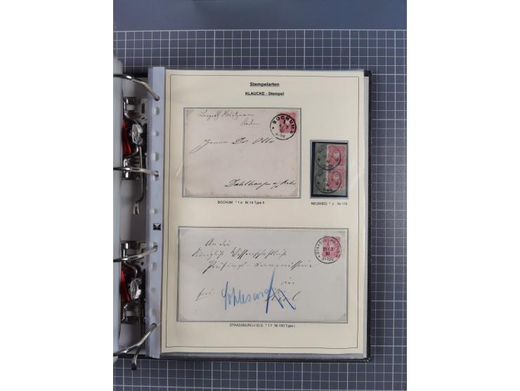 1875/89, gestempelte Spezialsammlung “Pfennig/-e” mit etwas über 130 Briefen und Karten, ab Brustschilde in Pfennigwährung ve
